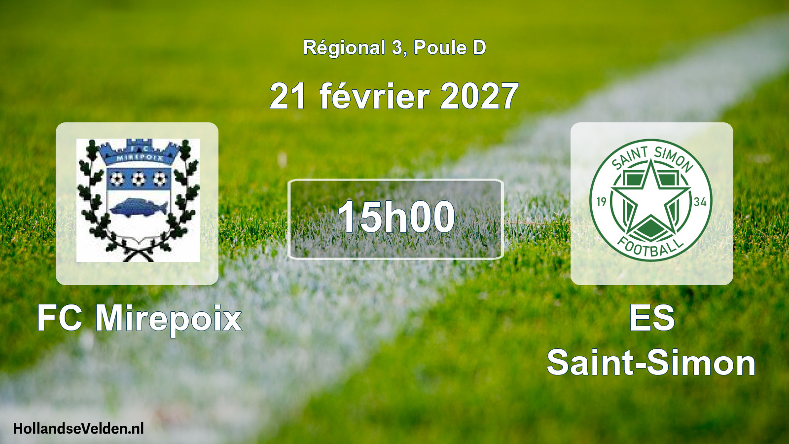 Match programmé: FC Mirepoix - ES Saint-Simon (21 février 2027)