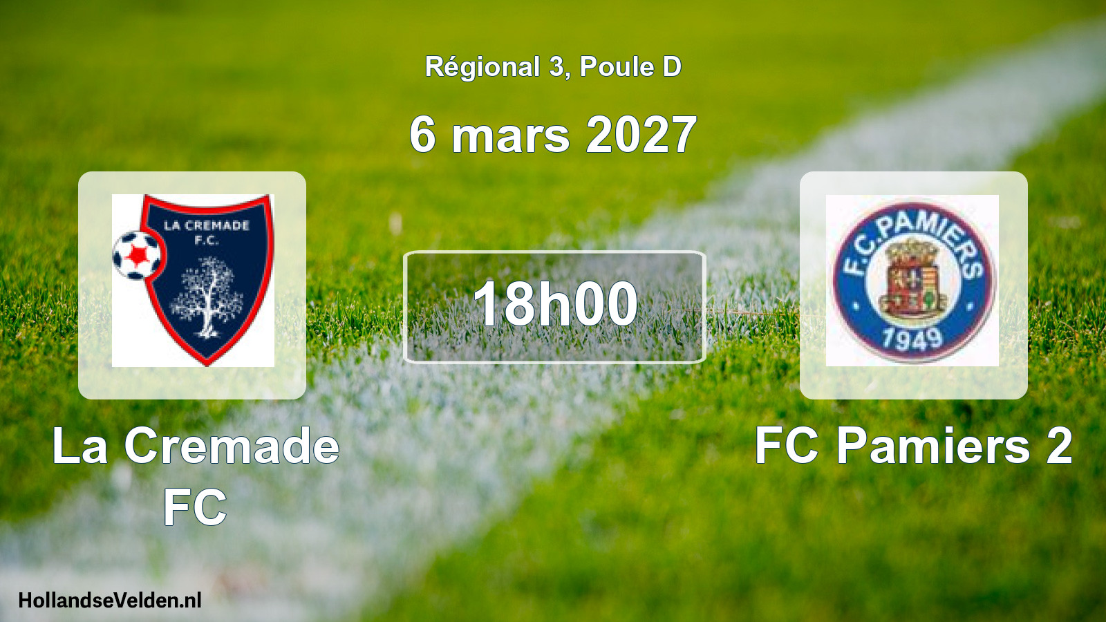 Match programmé: La Cremade FC - FC Pamiers 2 (6 mars 2027)