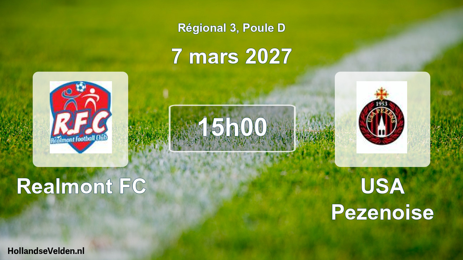 Match programmé: Realmont FC - USA Pezenoise (7 mars 2027)