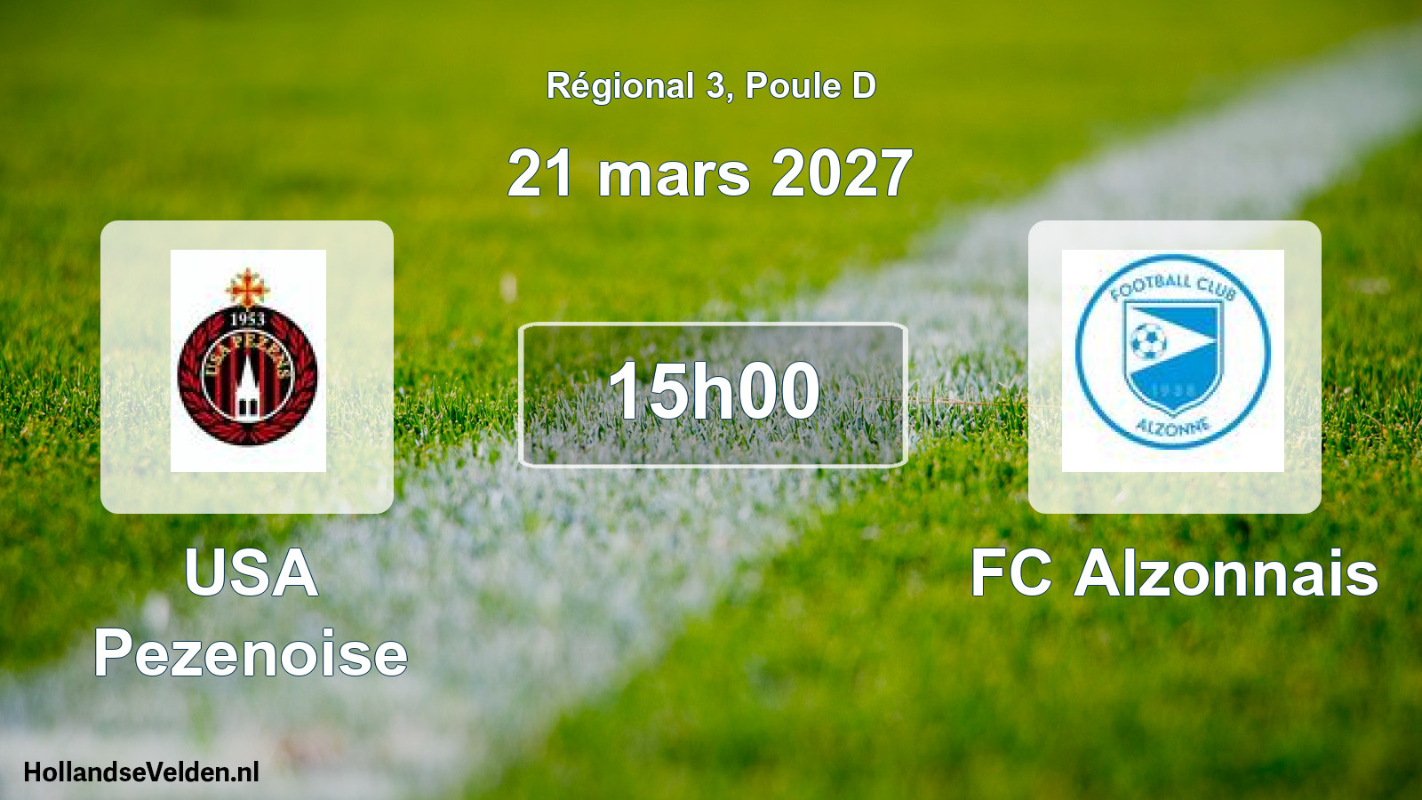 Match programmé: USA Pezenoise - FC Alzonnais (21 mars 2027)