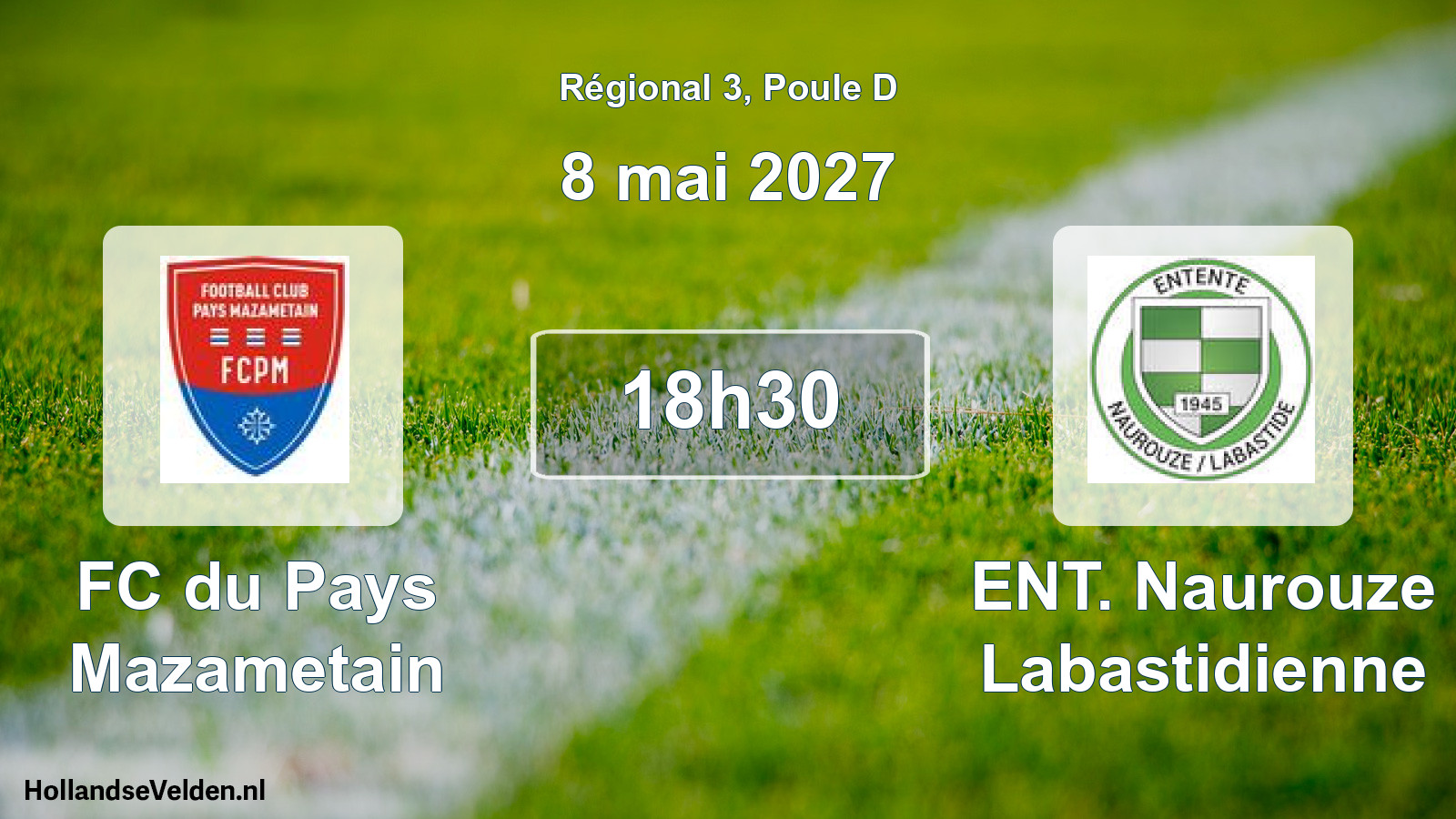 Match programmé: FC du Pays Mazametain - ENT. Naurouze Labastidienne (8 mai 2027)