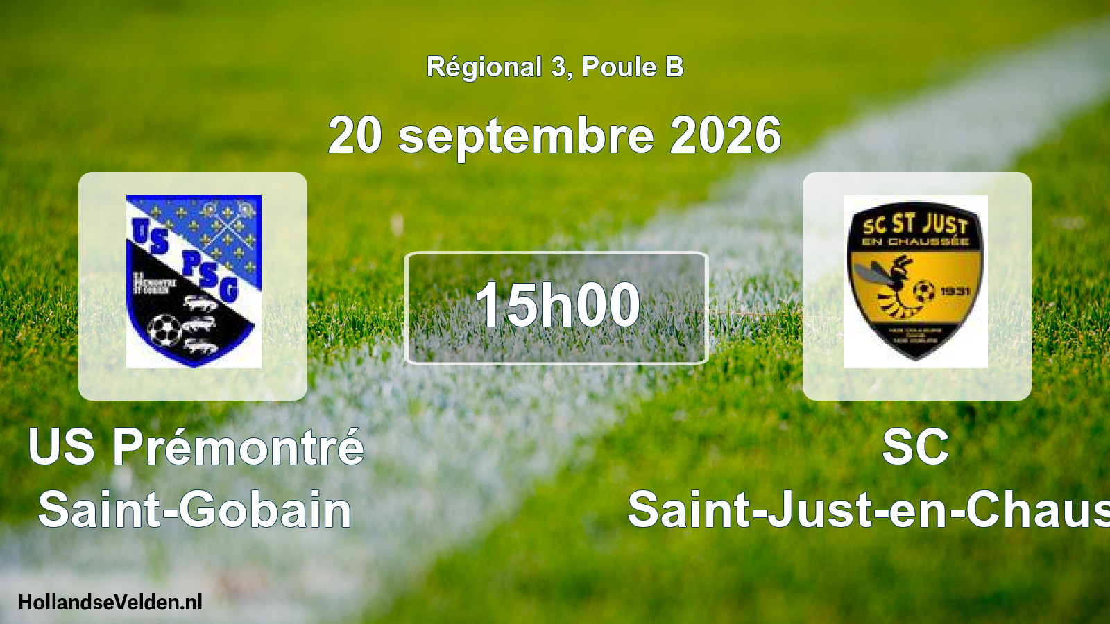 Scheduled Match: US Prémontré Saint-Gobain - SC Saint-Just-en-Chaussée (20 September 2026)