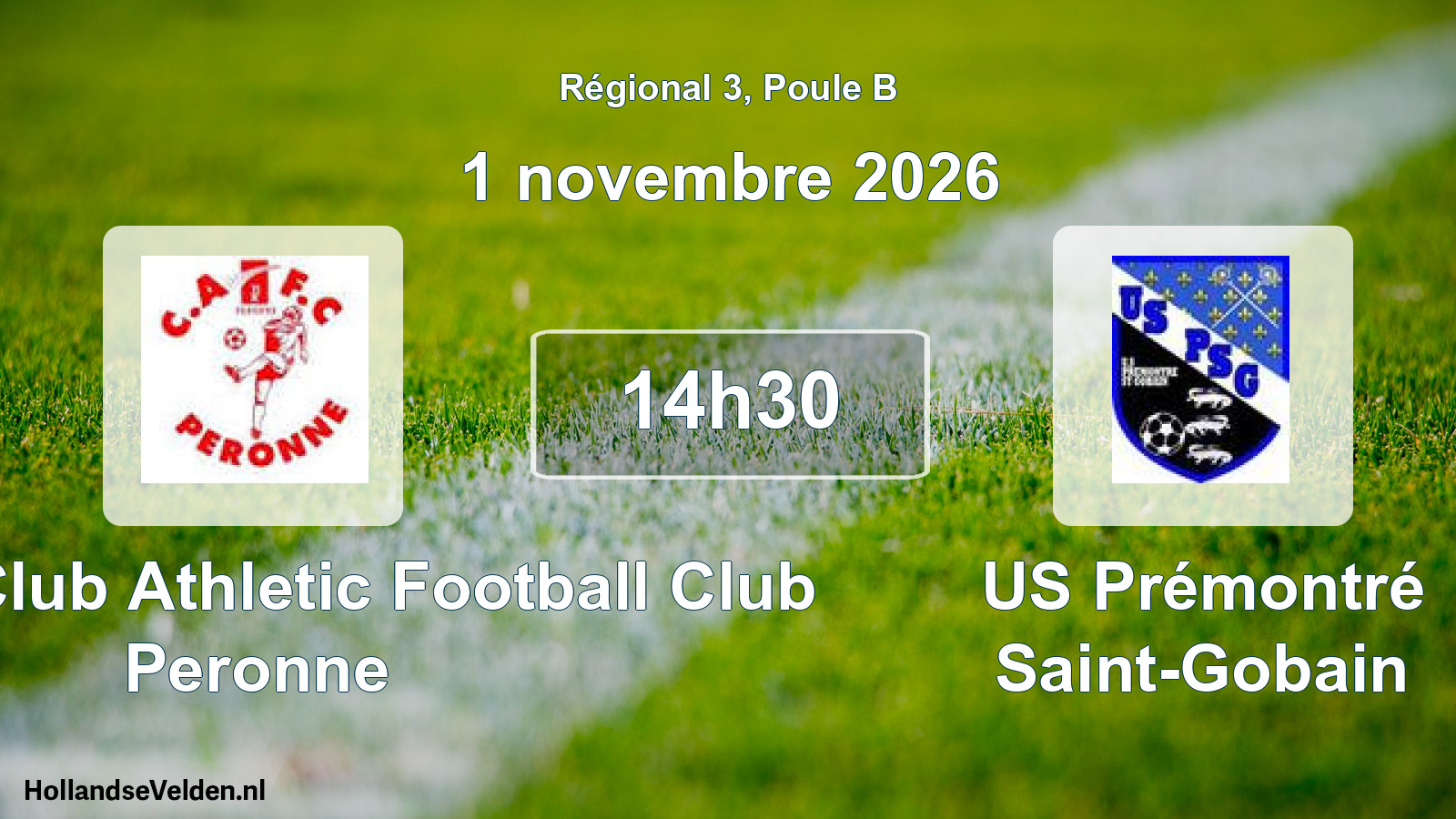 Scheduled Match: Entente Club Athletic Football Club Peronne - US Prémontré Saint-Gobain (1 November 2026)