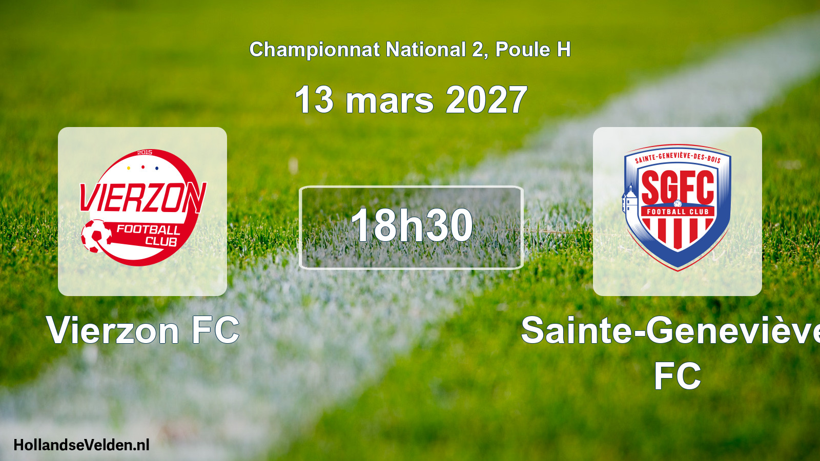 Match programmé: Vierzon FC - Sainte-Geneviève FC (13 mars 2027)