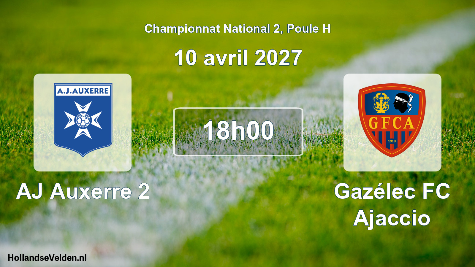 Match programmé: AJ Auxerre 2 - Gazélec FC Ajaccio (10 avril 2027)