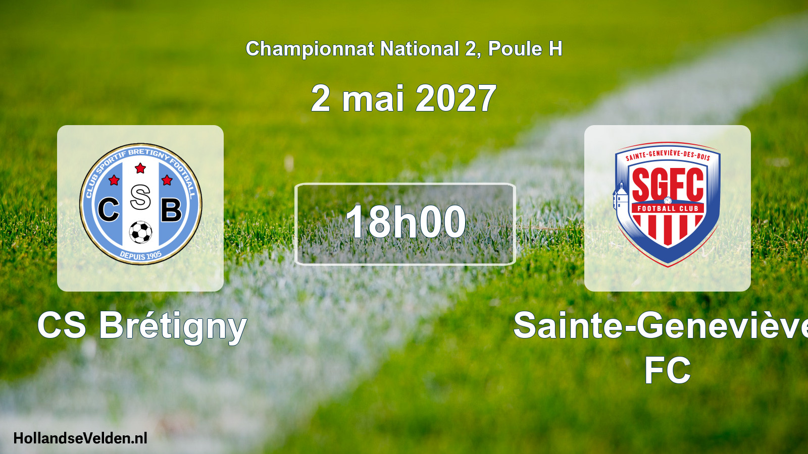 Match programmé: CS Brétigny - Sainte-Geneviève FC (2 mai 2027)