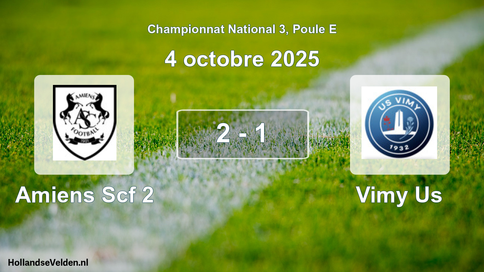 Total number of matches played: Amiens Scf 2 - Vimy Us 2 - 1 (4 October 2025)