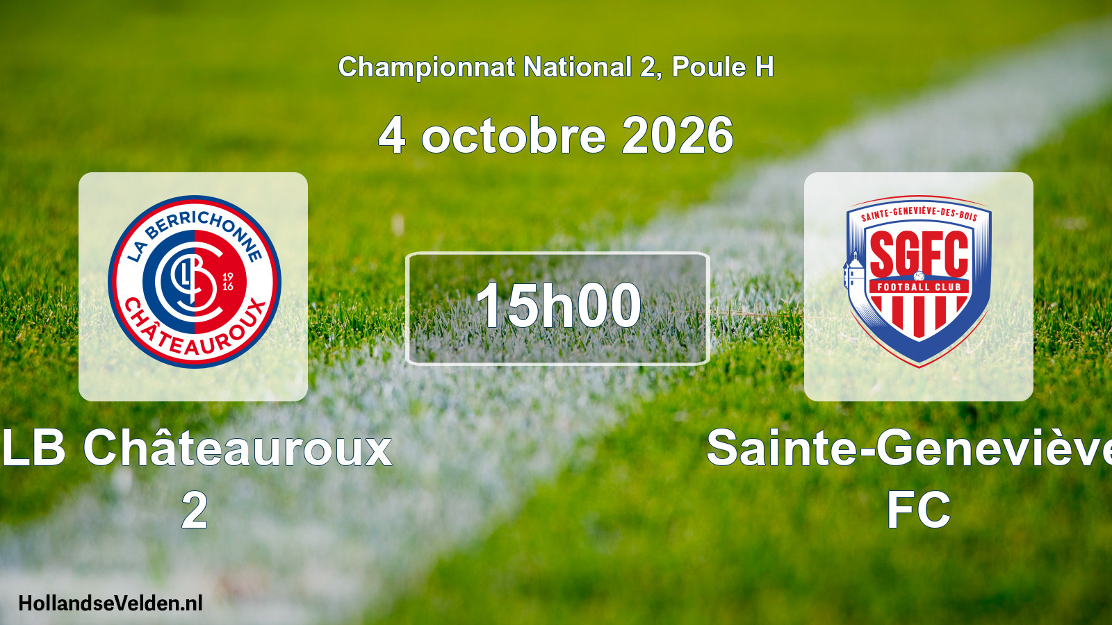 Match programmé: LB Châteauroux 2 - Sainte-Geneviève FC (4 octobre 2026)