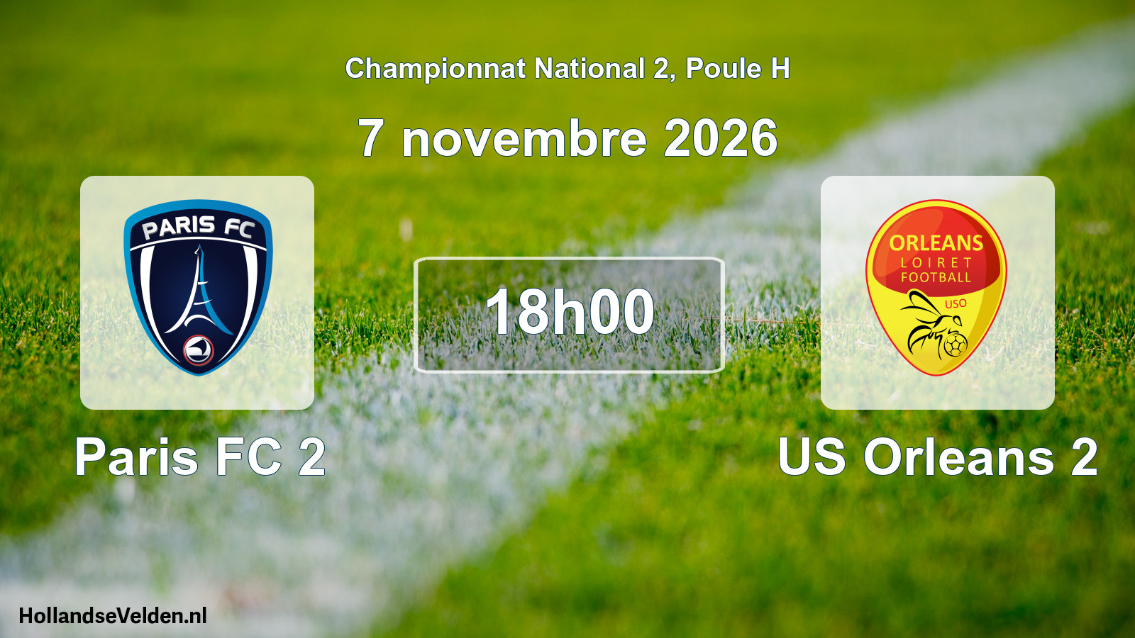 Match programmé: Paris FC 2 - US Orleans 2 (7 novembre 2026)