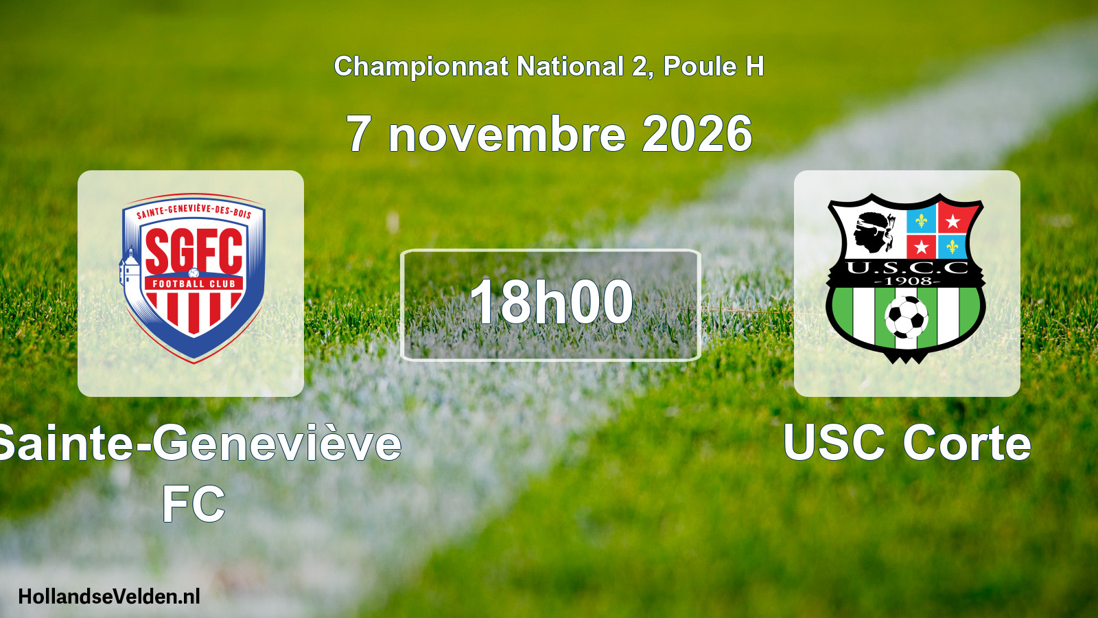 Match programmé: Sainte-Geneviève FC - USC Corte (7 novembre 2026)