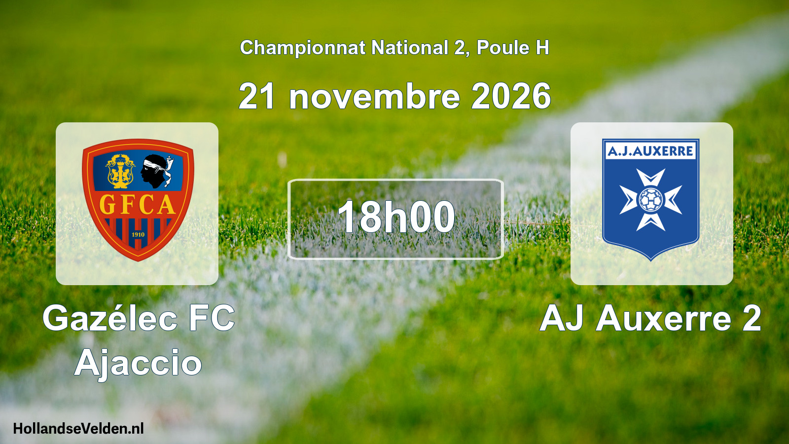 Match programmé: Gazélec FC Ajaccio - AJ Auxerre 2 (21 novembre 2026)