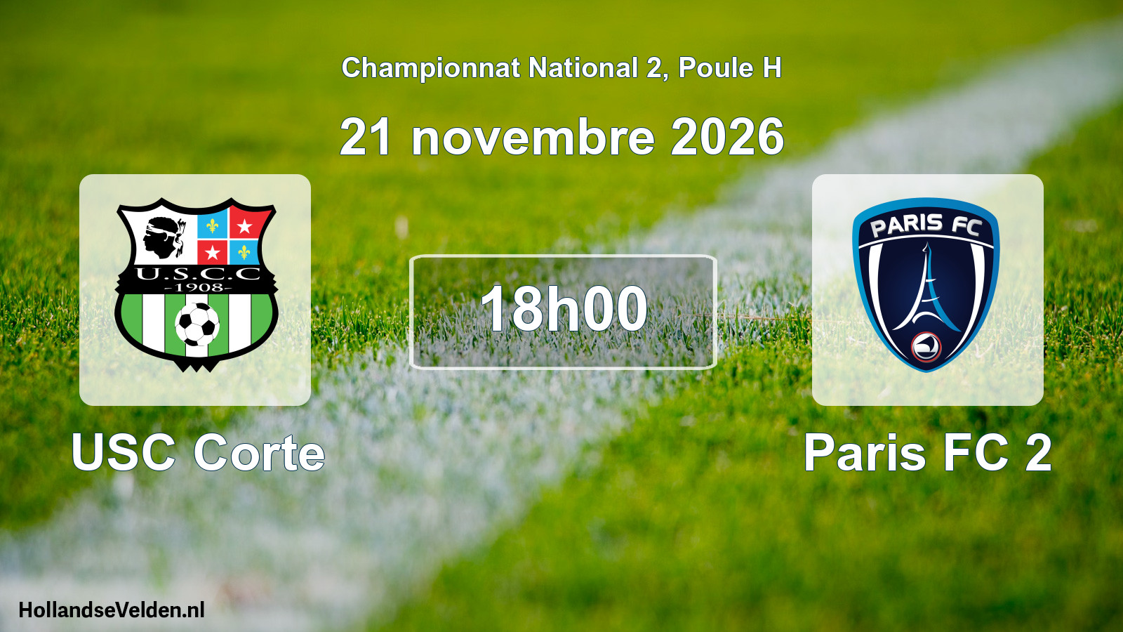 Match programmé: USC Corte - Paris FC 2 (21 novembre 2026)