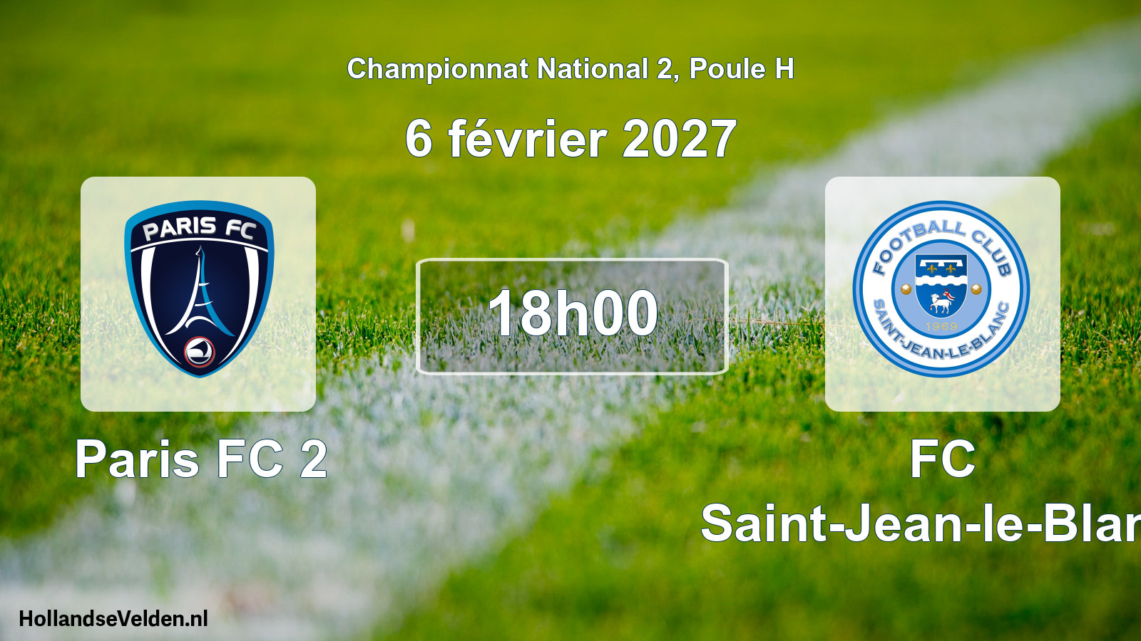 Match programmé: Paris FC 2 - FC Saint-Jean-le-Blanc (6 février 2027)