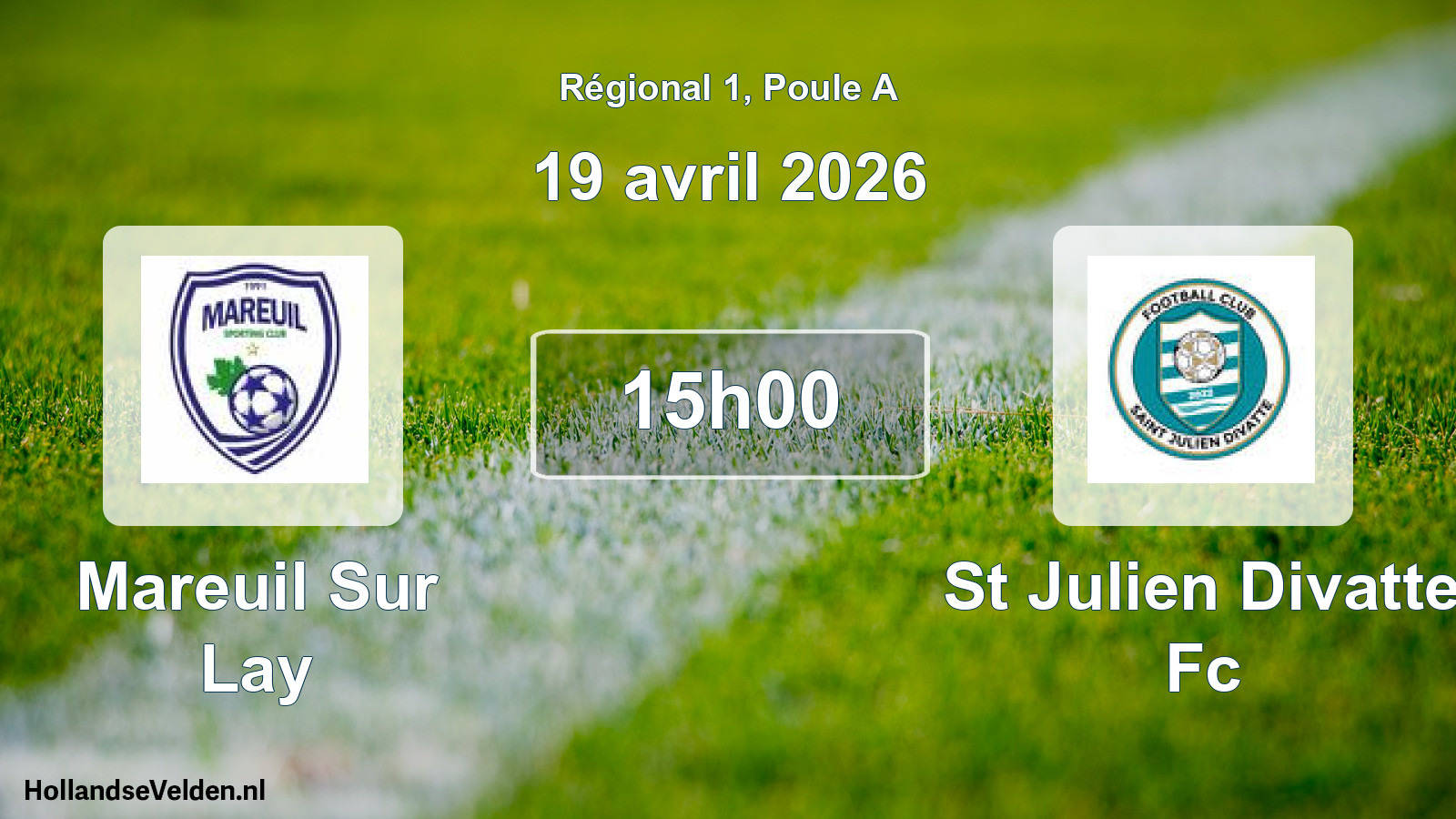Geplande wedstrijd: Mareuil Sur Lay - St Julien Divatte Fc (19 avril 2026)