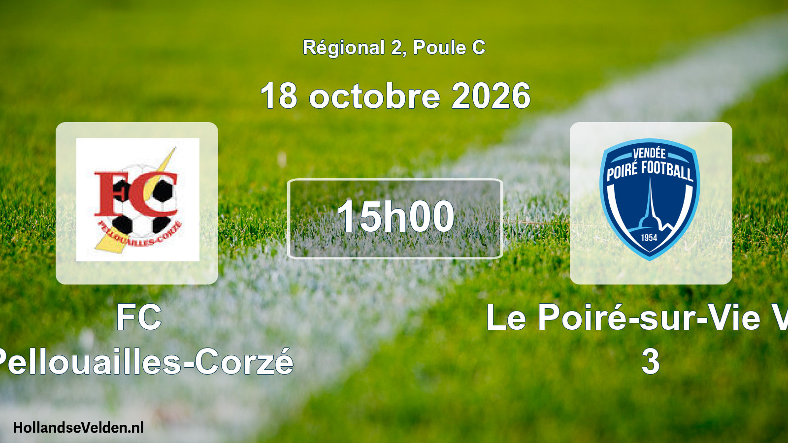 Match programmé: FC Pellouailles-Corzé - Le Poiré-sur-Vie VF 3 (18 octobre 2026)