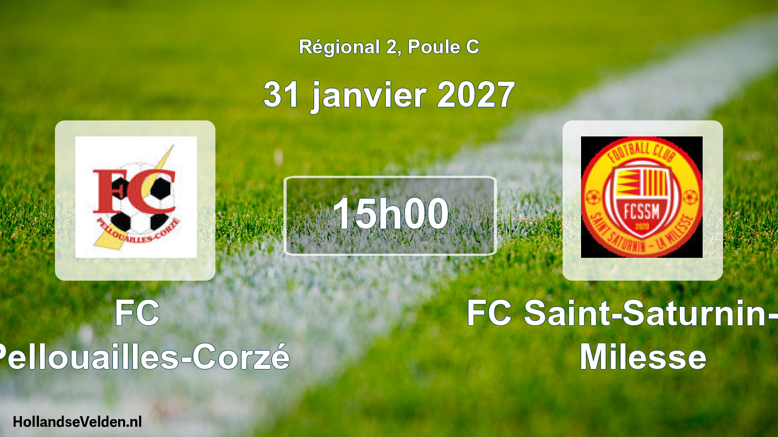 Match programmé: FC Pellouailles-Corzé - FC Saint-Saturnin-La Milesse (31 janvier 2027)