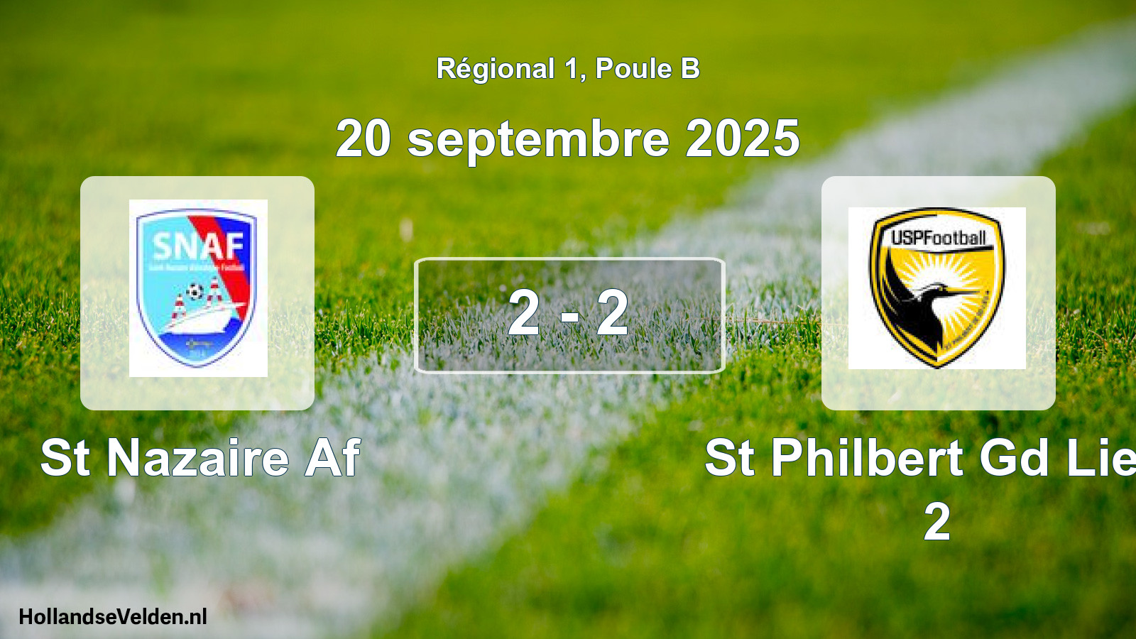 Gespeelde wedstrijd: St Nazaire Af - St Philbert Gd Lieu 2 2 - 2 (20 septembre 2025)