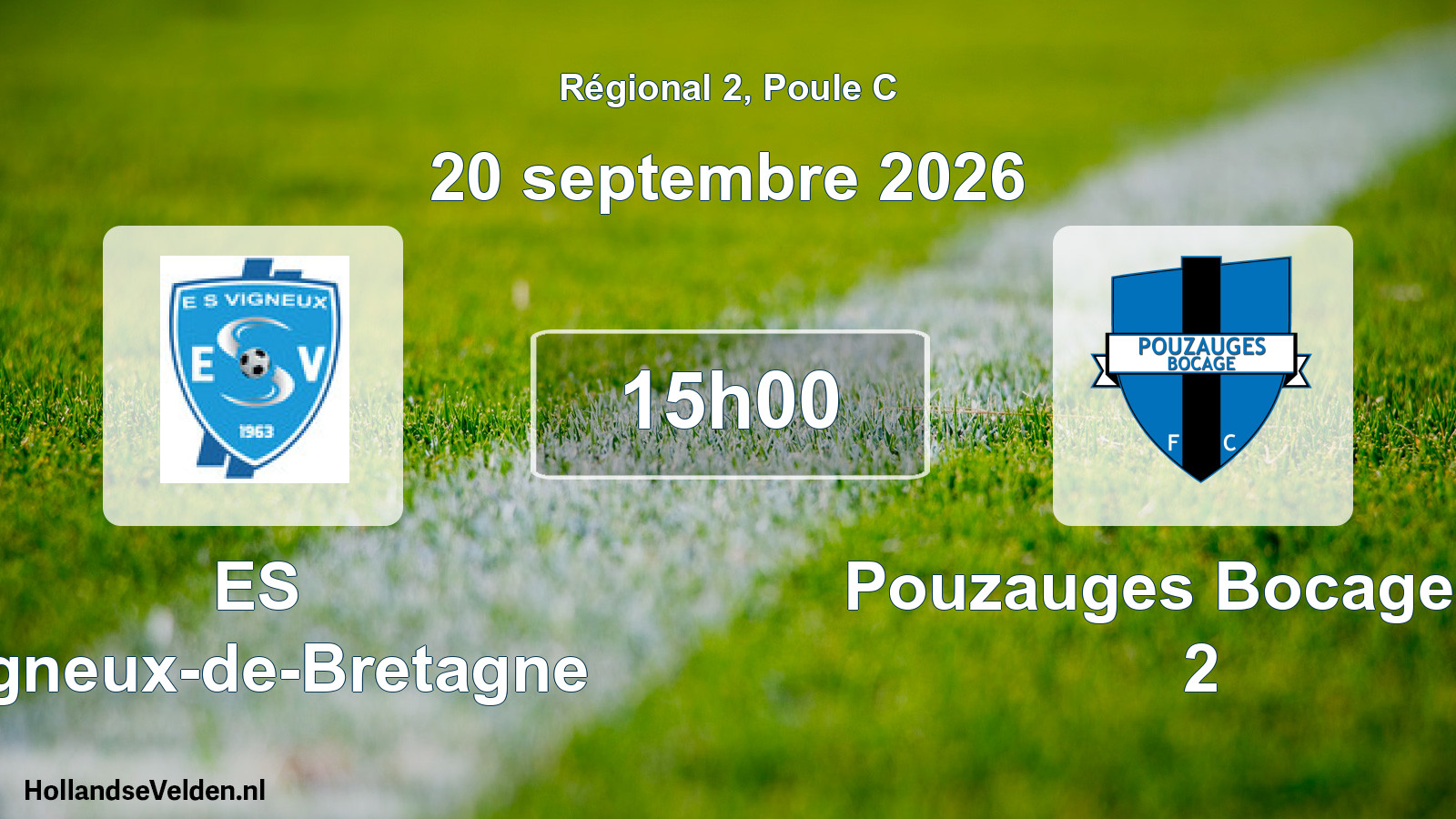 Match programmé: ES Vigneux-de-Bretagne - Pouzauges Bocage FC 2 (20 septembre 2026)