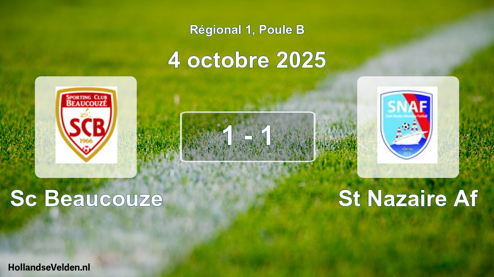 Gespeelde wedstrijd: Sc Beaucouze - St Nazaire Af 1 - 1 (4 octobre 2025)