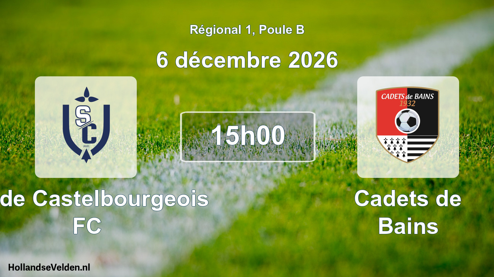 Scheduled Match: Stade Castelbourgeois FC - Cadets de Bains (6 December 2026)