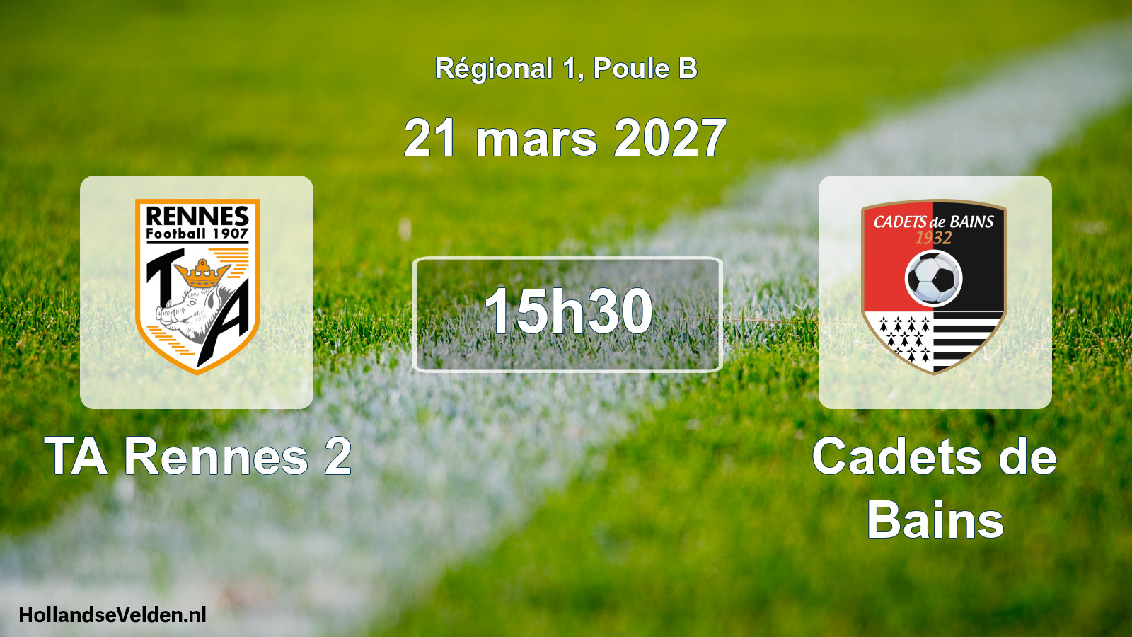 Geplande wedstrijd: TA Rennes 2 - Cadets de Bains (21 maart 2027)