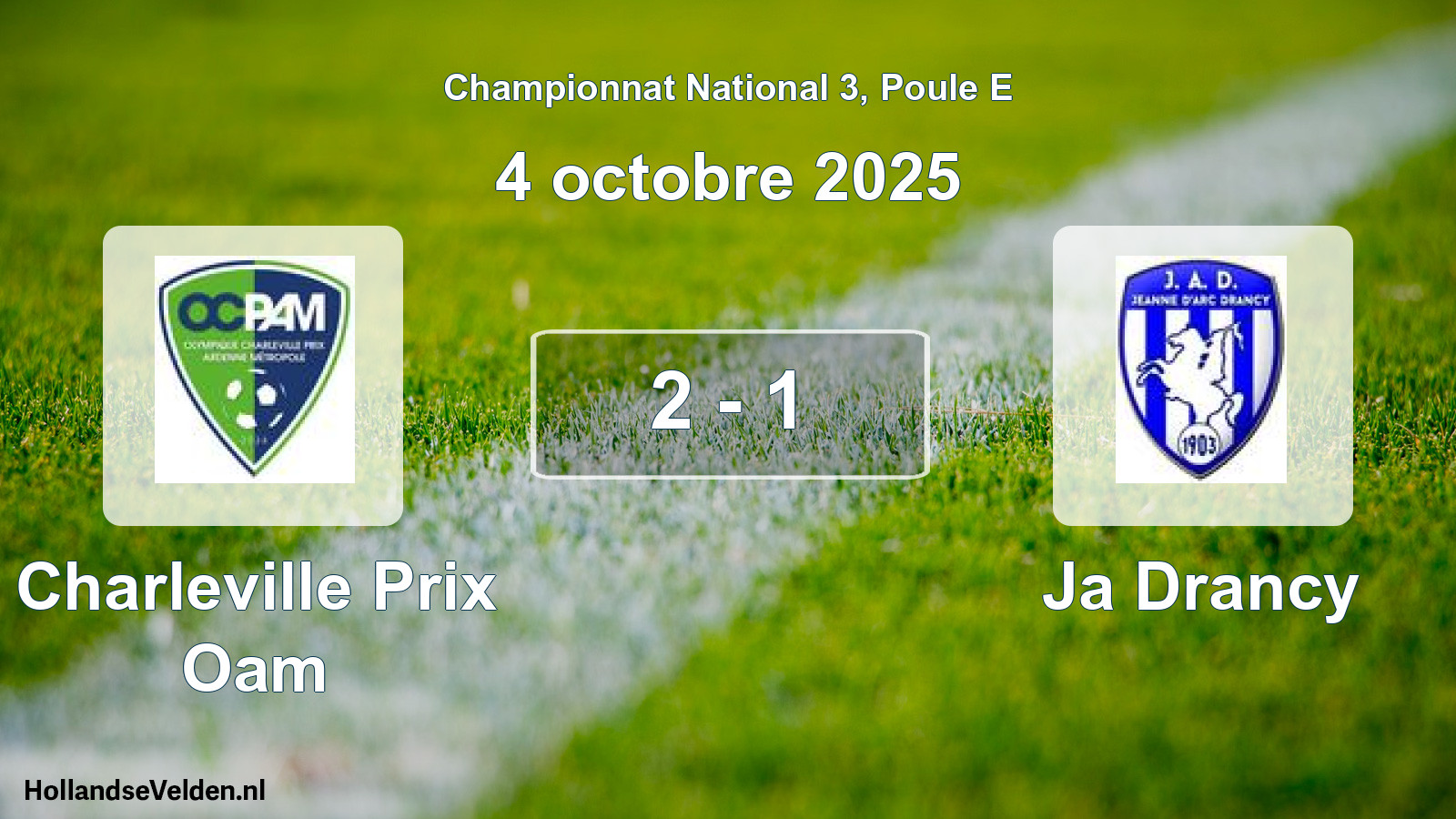 Total number of matches played: Charleville Prix Oam - Ja Drancy 2 - 1 (4 October 2025)
