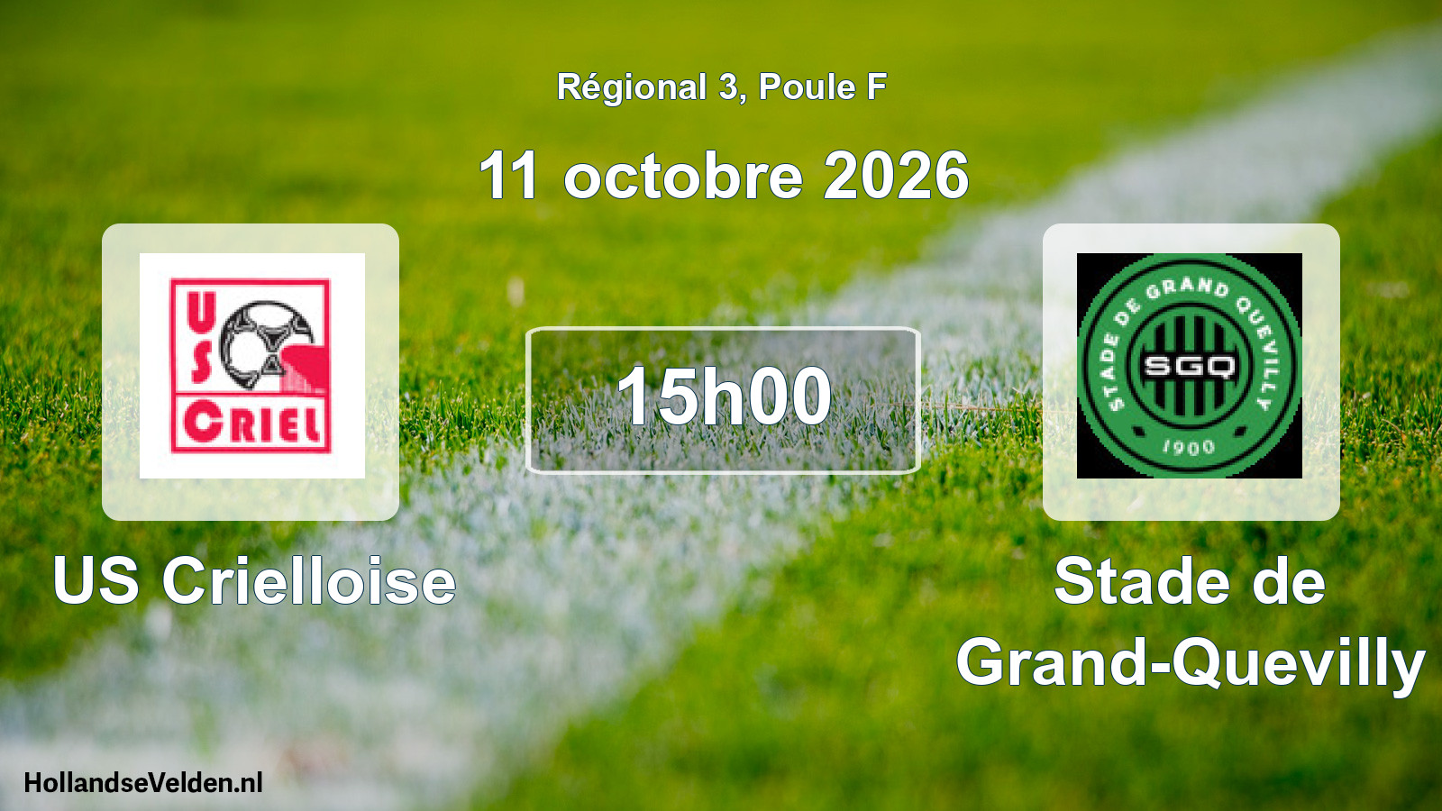 Match programmé: US Crielloise - Stade de Grand-Quevilly (11 octobre 2026)