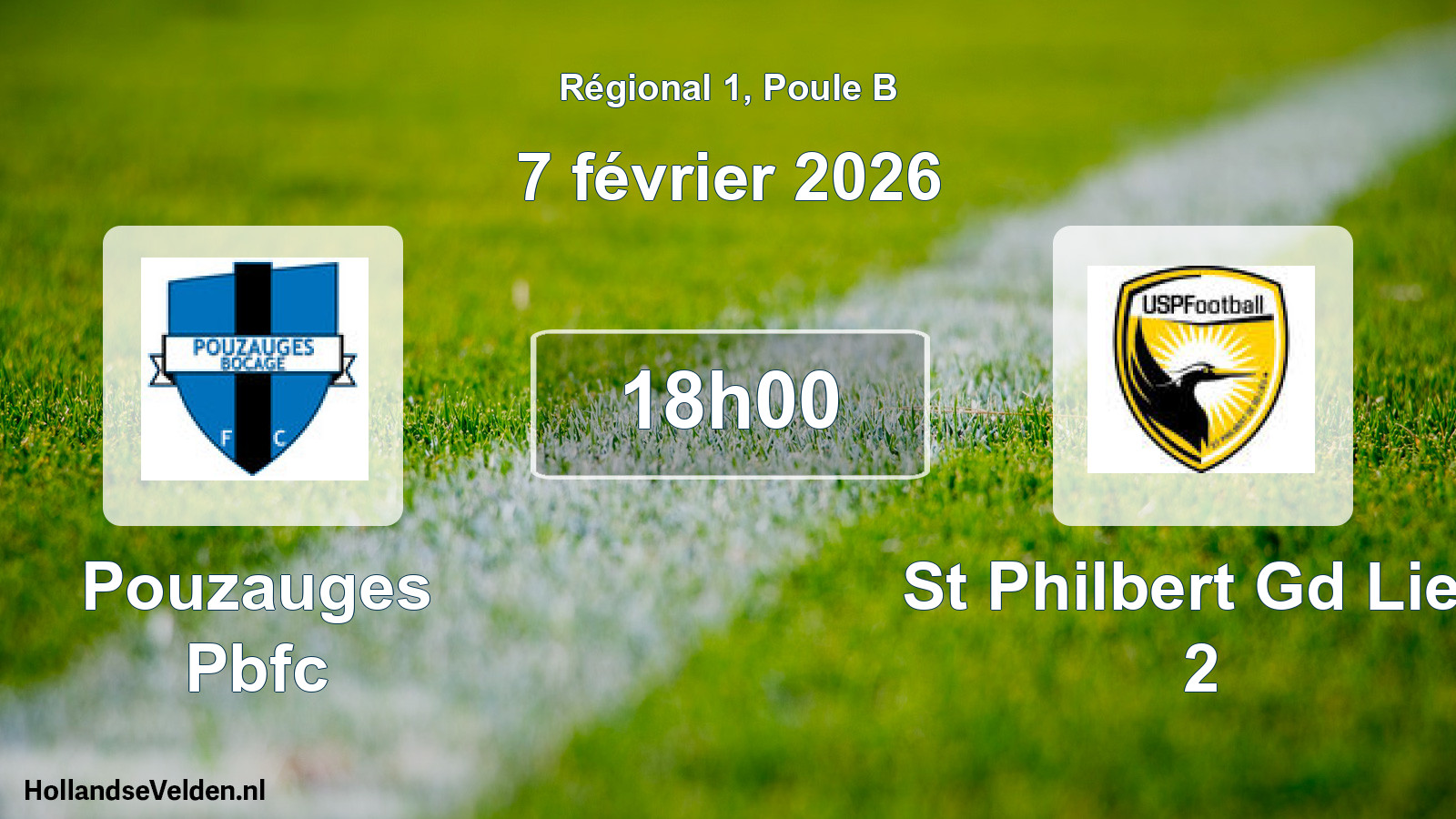Geplande wedstrijd: Pouzauges Pbfc - St Philbert Gd Lieu 2 (7 février 2026)