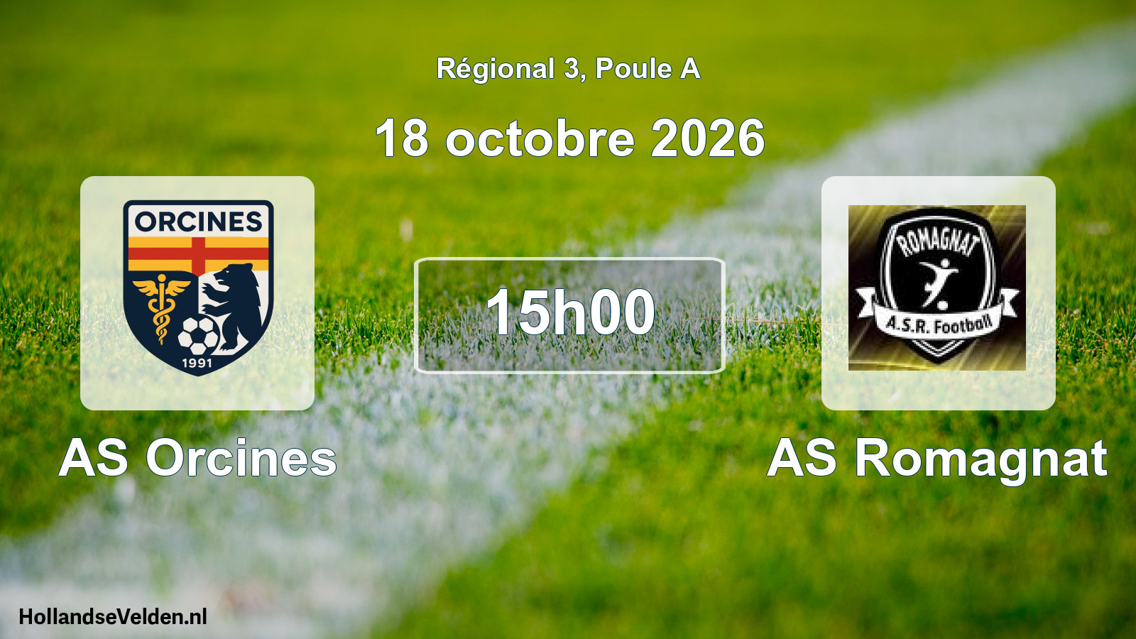 Match programmé: AS Orcines - AS Romagnat (18 octobre 2026)