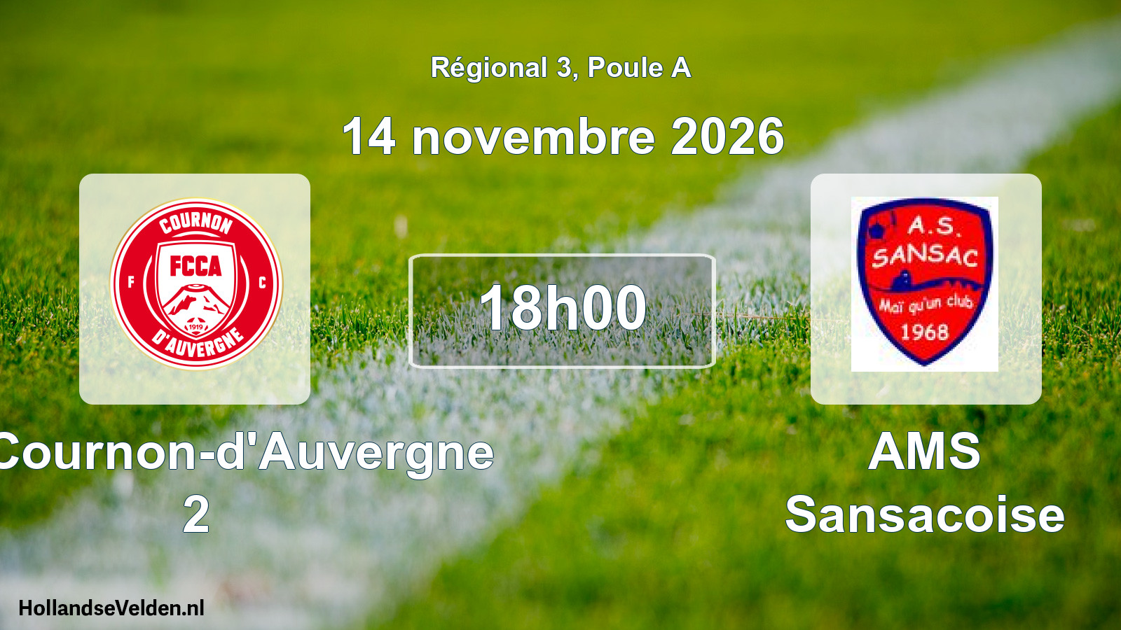 Match programmé: FC Cournon-d'Auvergne 2 - AMS Sansacoise (14 novembre 2026)