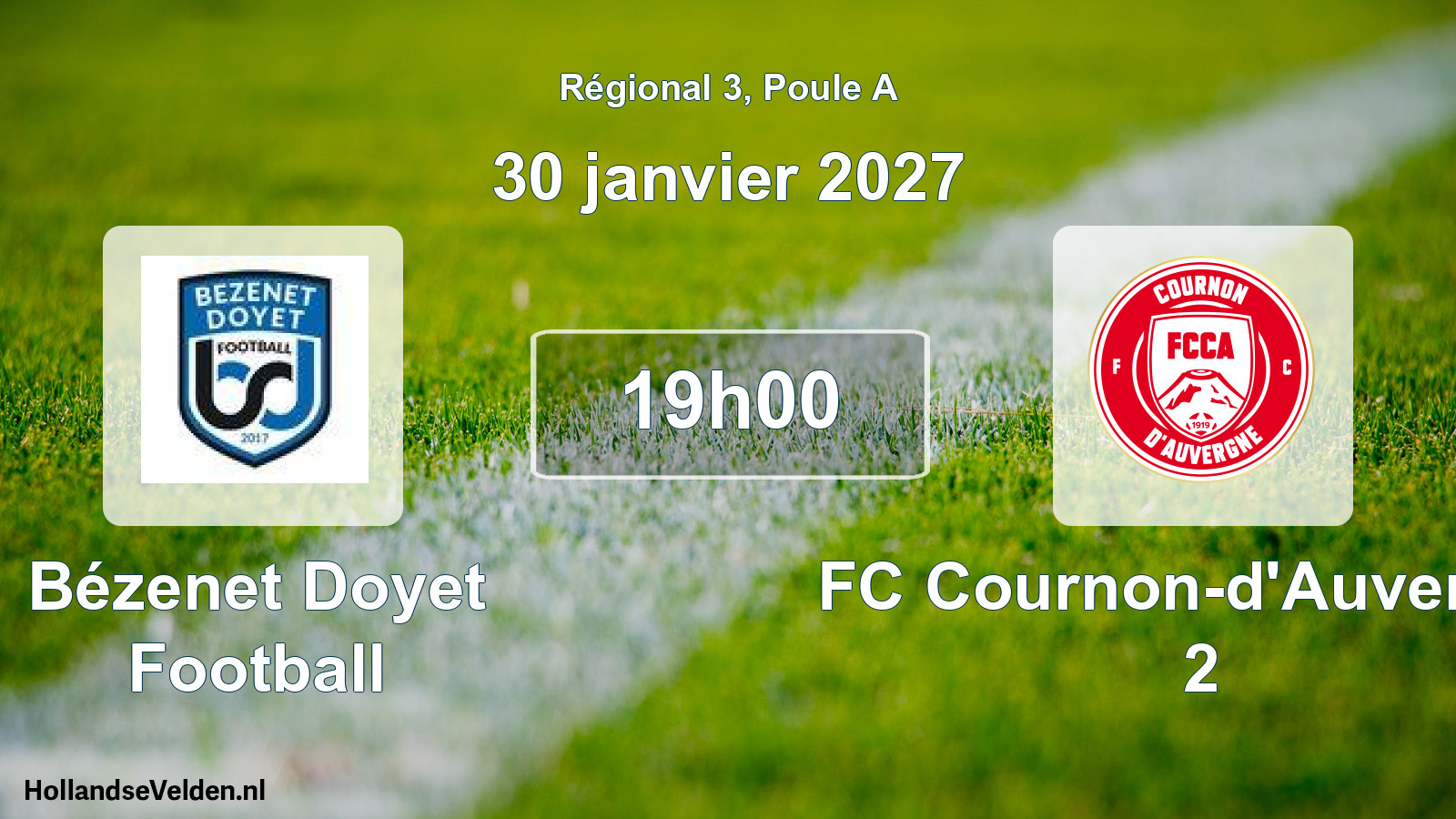 Scheduled Match: Bézenet Doyet Football - FC Cournon-d'Auvergne 2 (30 January 2027)