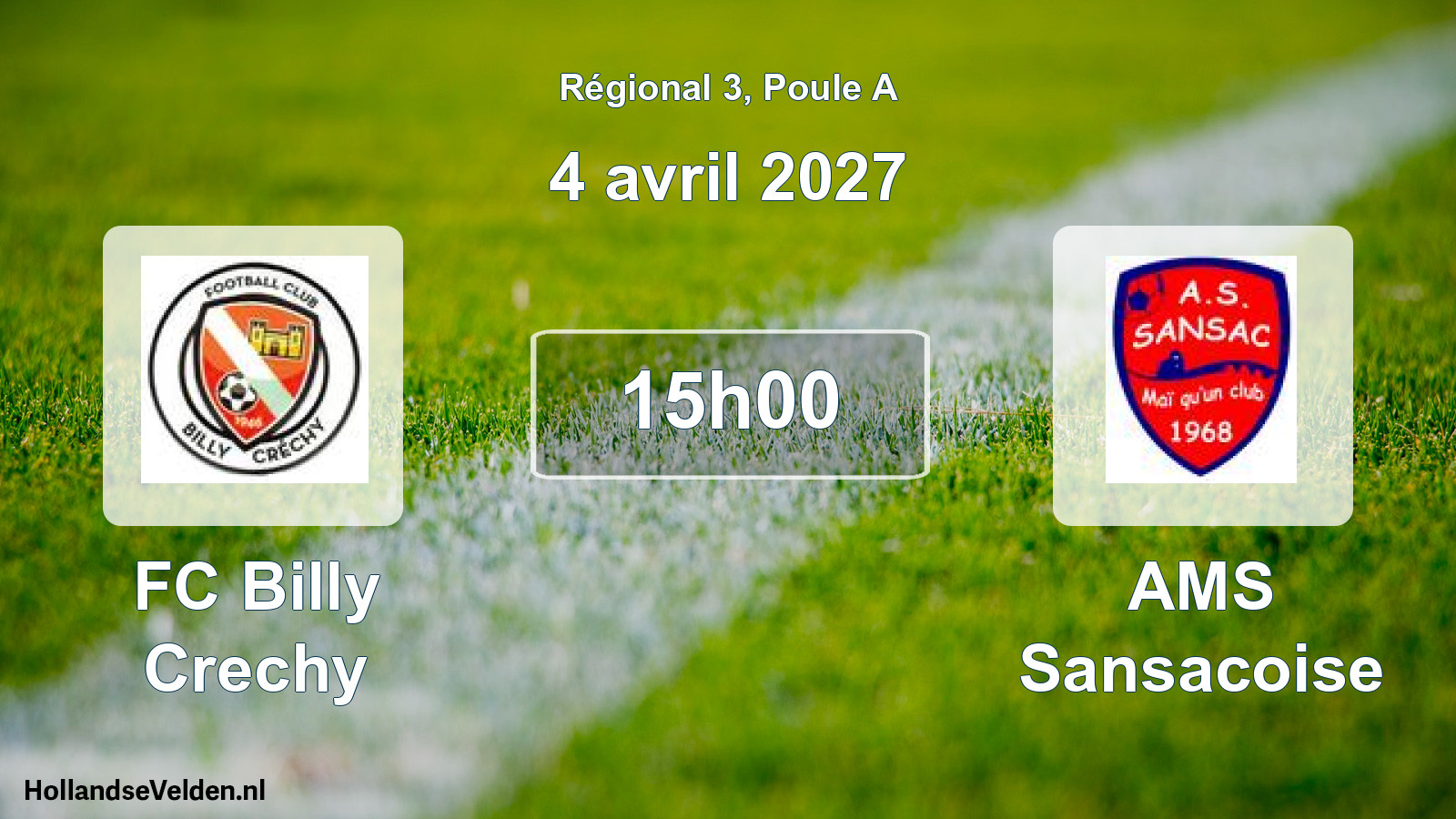 Match programmé: FC Billy Crechy - AMS Sansacoise (4 avril 2027)