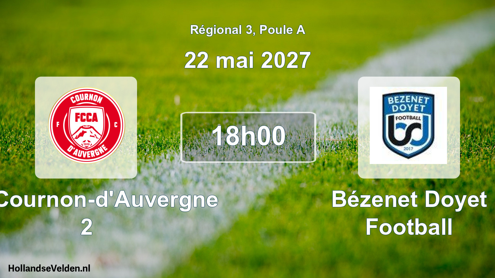 Match programmé: FC Cournon-d'Auvergne 2 - Bézenet Doyet Football (22 mai 2027)
