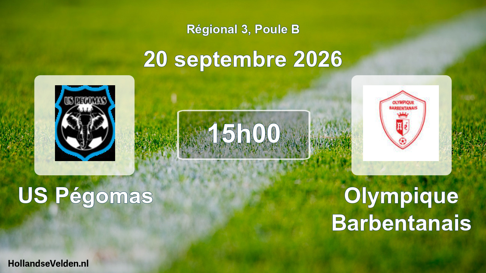 Match programmé: US Pégomas - Olympique Barbentanais (20 septembre 2026)