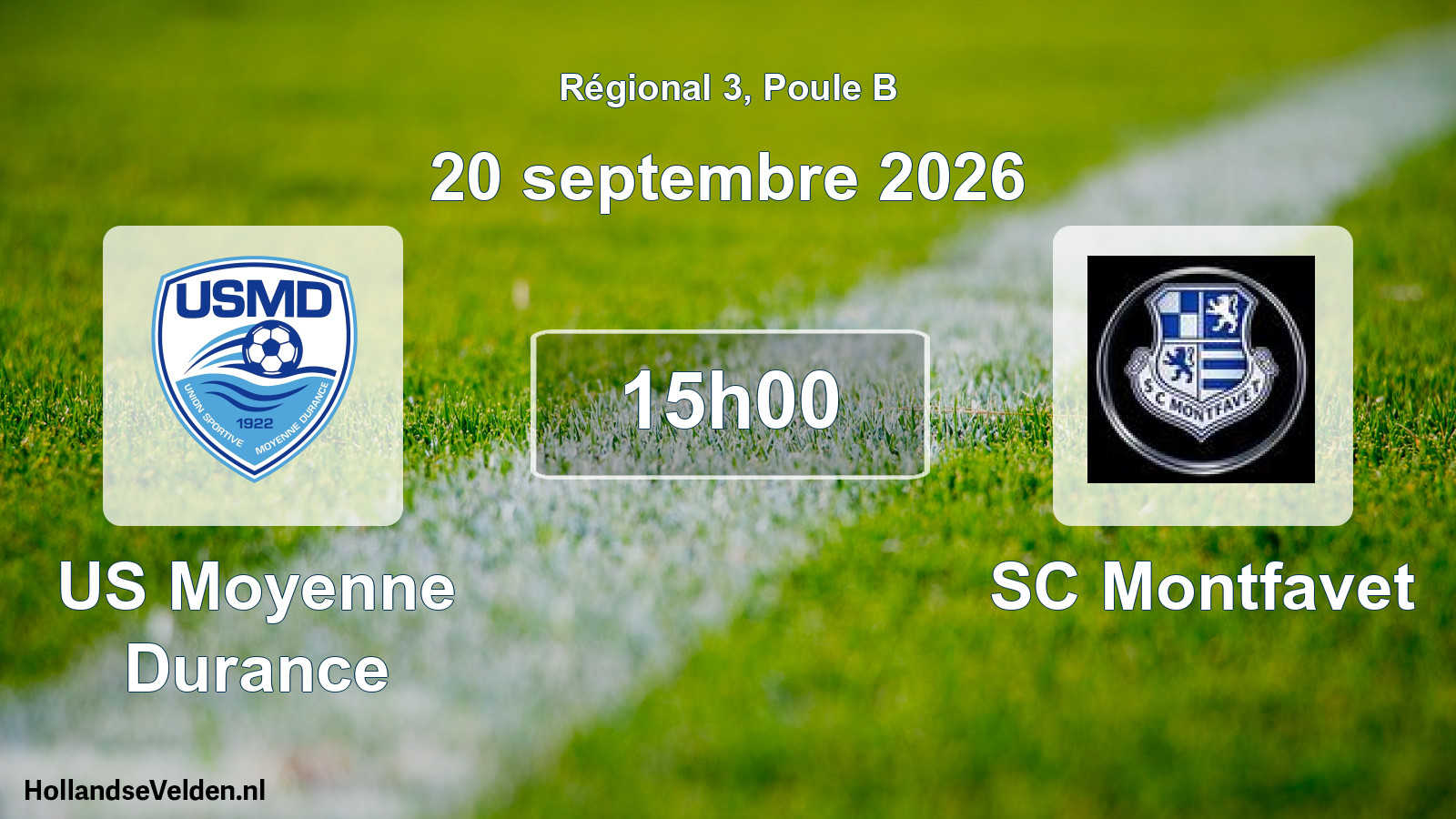 Match programmé: US Moyenne Durance - SC Montfavet (20 septembre 2026)
