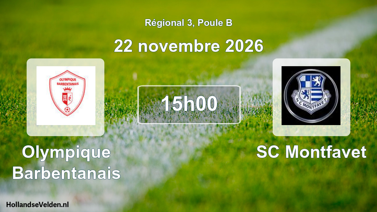 Geplande wedstrijd: Olympique Barbentanais - SC Montfavet (22 november 2026)