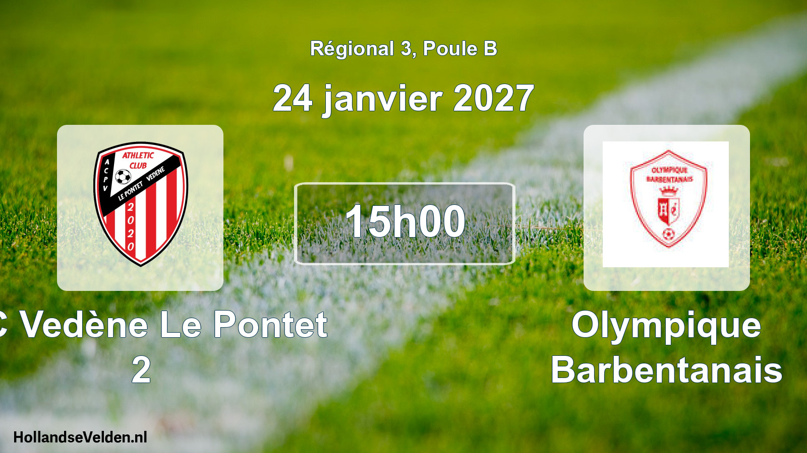 Match programmé: AC Vedène Le Pontet 2 - Olympique Barbentanais (24 janvier 2027)