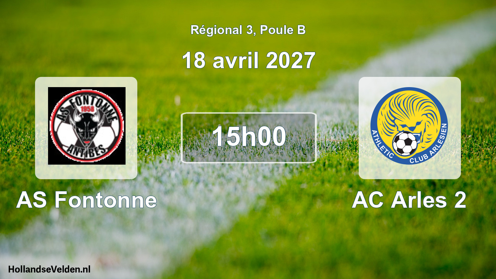 Match programmé: AS Fontonne - AC Arles 2 (18 avril 2027)