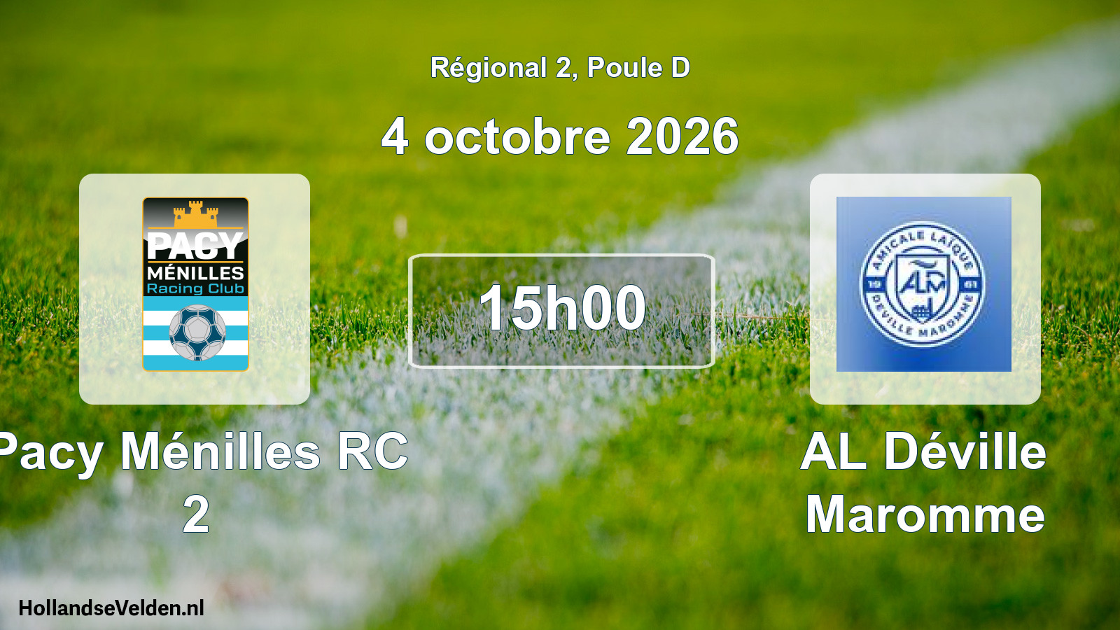 Match programmé: Pacy Ménilles RC 2 - AL Déville Maromme (4 octobre 2026)