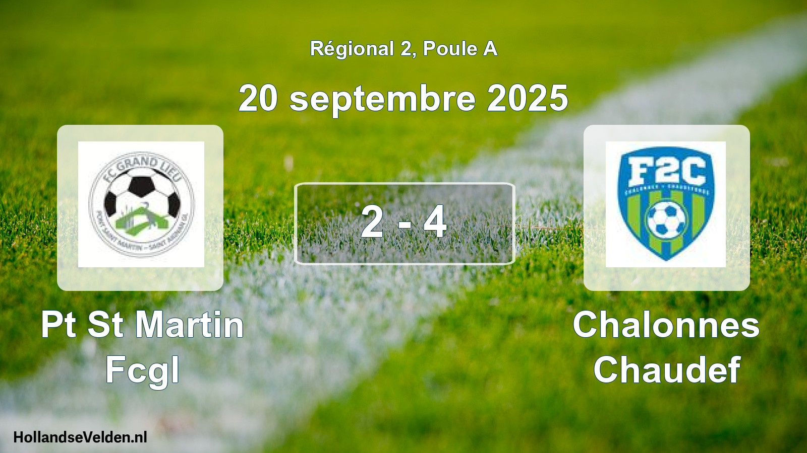 Gespeelde wedstrijd: Pt St Martin Fcgl - Chalonnes Chaudef 2 - 4 (20 september 2025)
