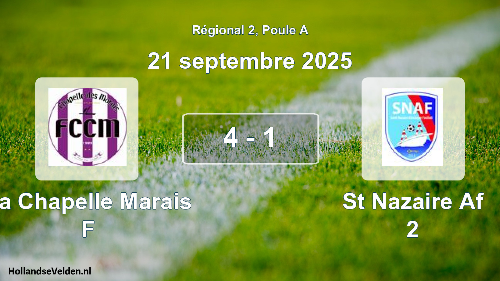 Gespeelde wedstrijd: La Chapelle Marais F - St Nazaire Af 2 4 - 1 (21 september 2025)