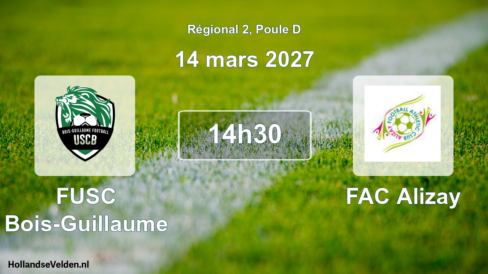 Match programmé: FUSC Bois-Guillaume - FAC Alizay (14 mars 2027)
