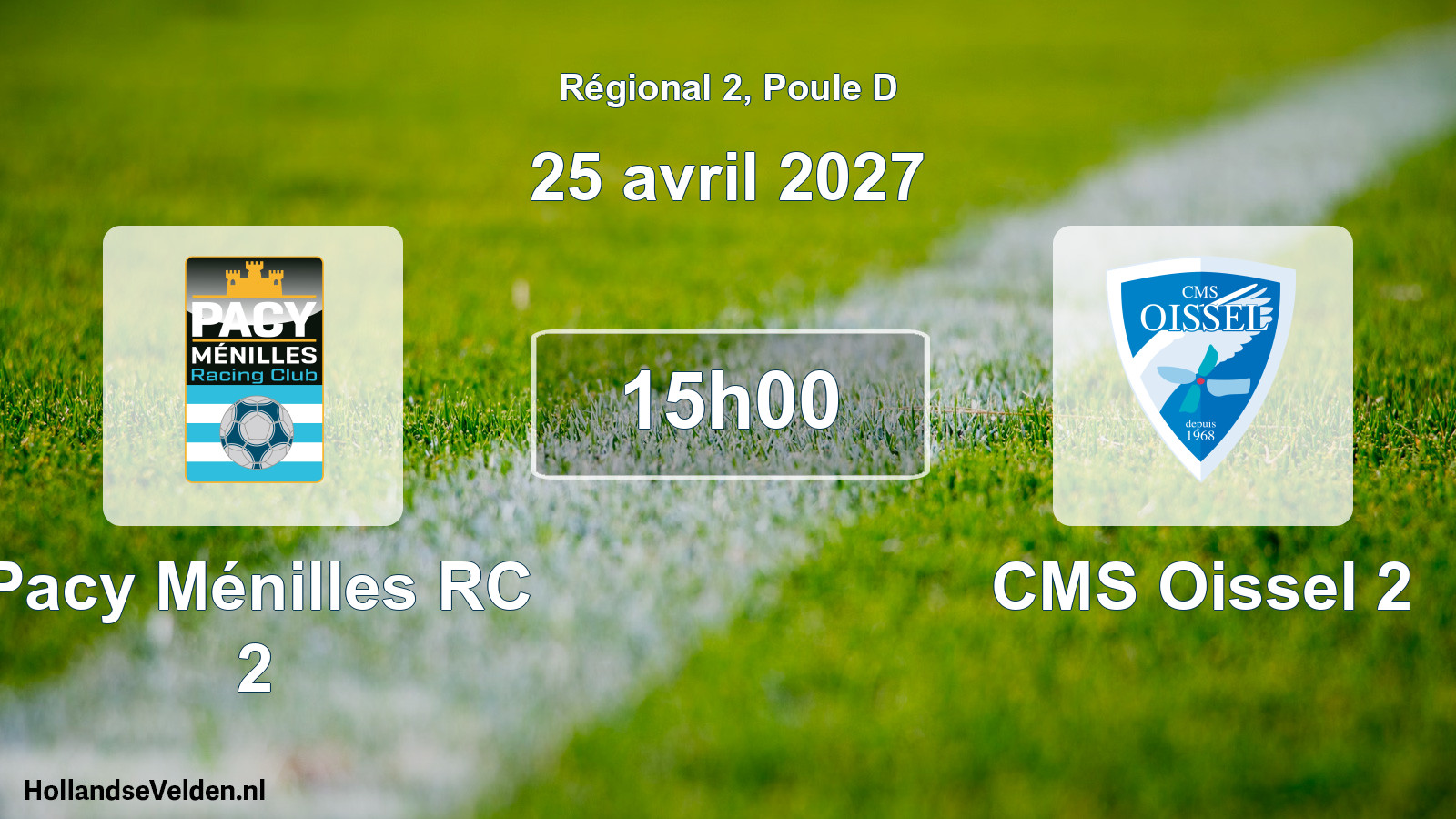 Match programmé: Pacy Ménilles RC 2 - CMS Oissel 2 (25 avril 2027)