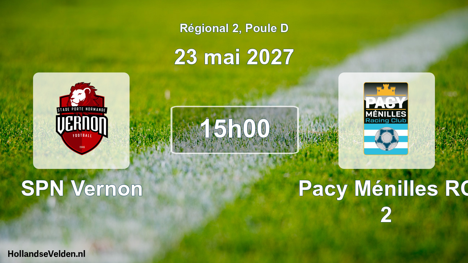 Match programmé: SPN Vernon - Pacy Ménilles RC 2 (23 mai 2027)