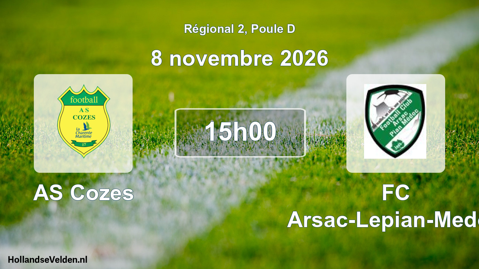 Geplande wedstrijd: AS Cozes - FC Arsac-Lepian-Medoc (8 november 2026)