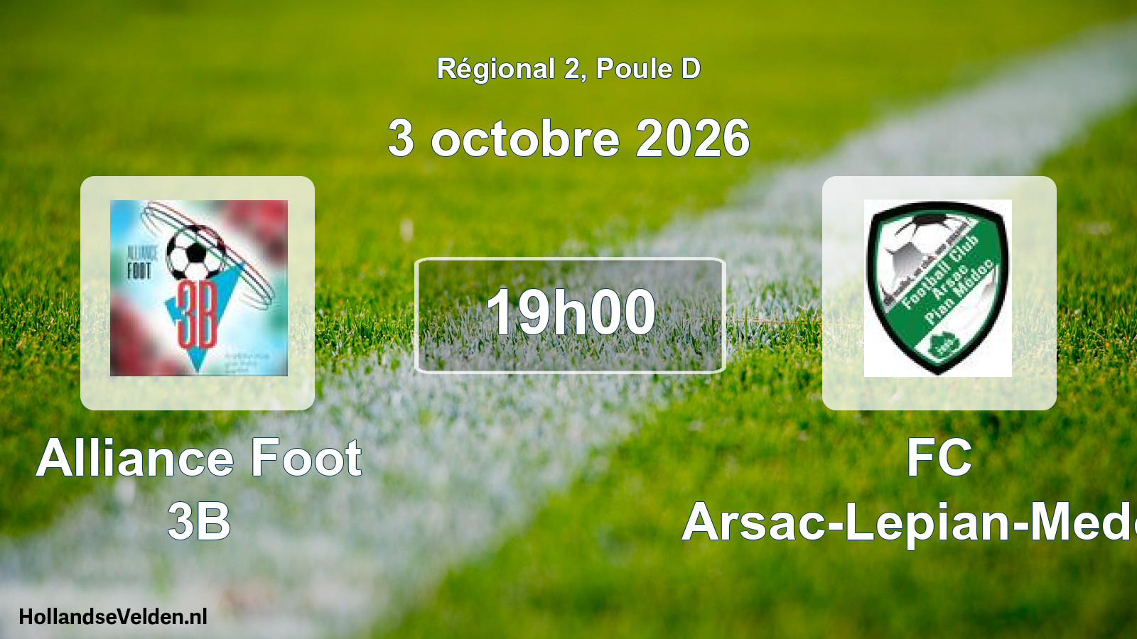 Scheduled Match: Alliance Foot 3B - FC Arsac-Lepian-Medoc (3 October 2026)