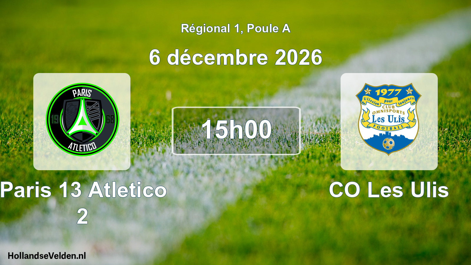 Scheduled Match: Paris 13 Atletico 2 - CO Les Ulis (6 December 2026)