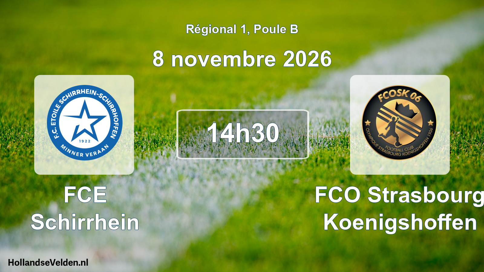 Match programmé: FCE Schirrhein - FCO Strasbourg Koenigshoffen (8 novembre 2026)