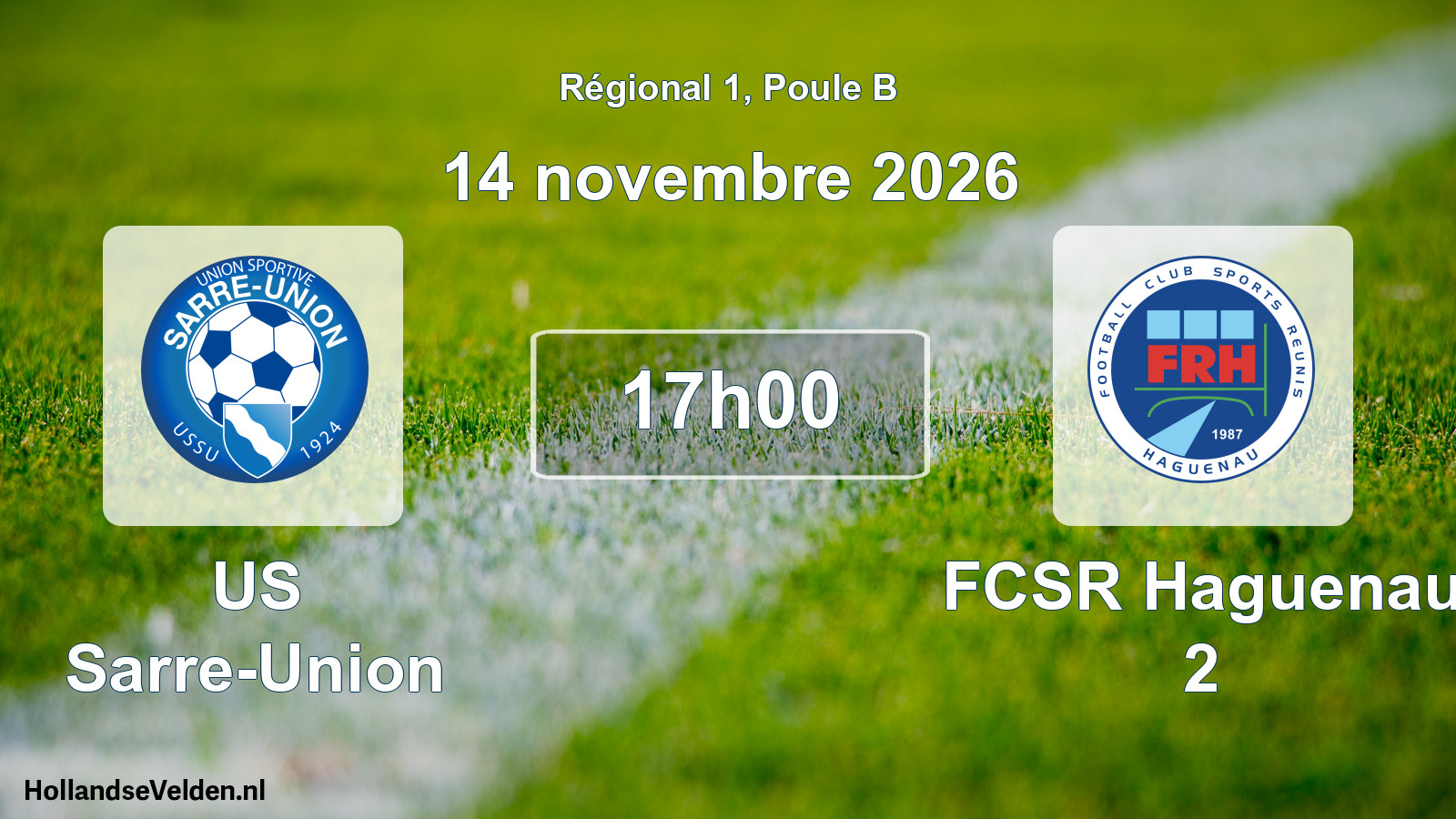 Match programmé: US Sarre-Union - FCSR Haguenau 2 (14 novembre 2026)