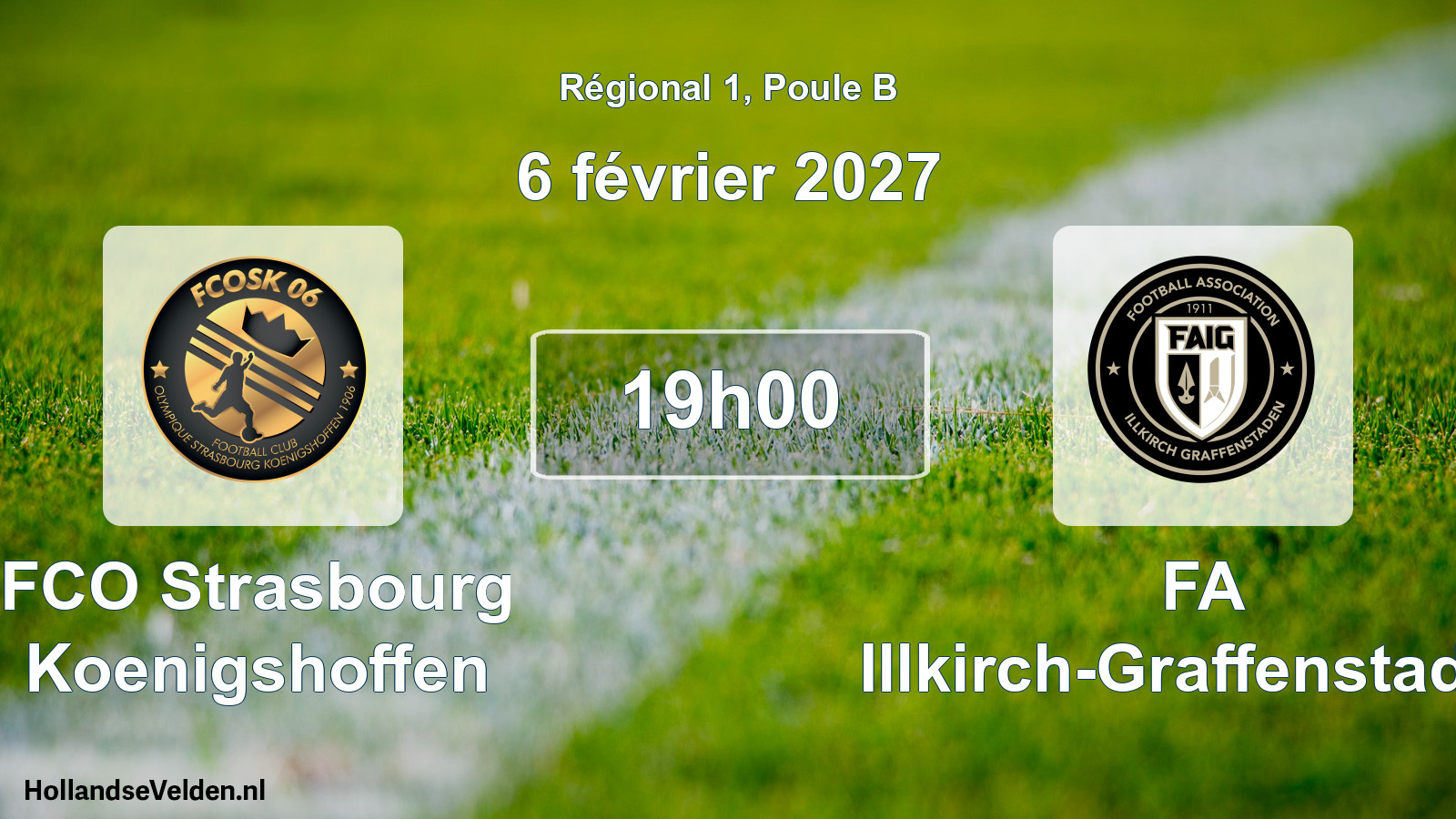 Match programmé: FCO Strasbourg Koenigshoffen - FA Illkirch-Graffenstaden (6 février 2027)
